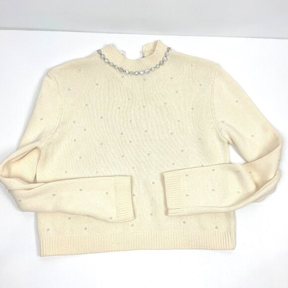 New Zara Knit Sweater with Jewel Beads and Pearls Size Medium - Picture 14 of 16